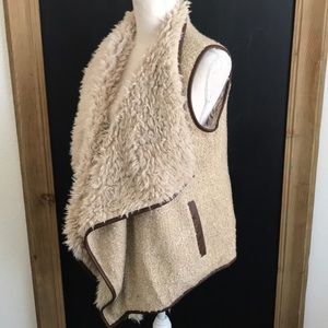 Fur Lined Tweed Sweater Vest